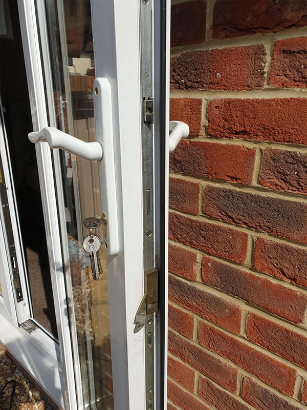 photograph of upvc door lock repair work in southampton uk